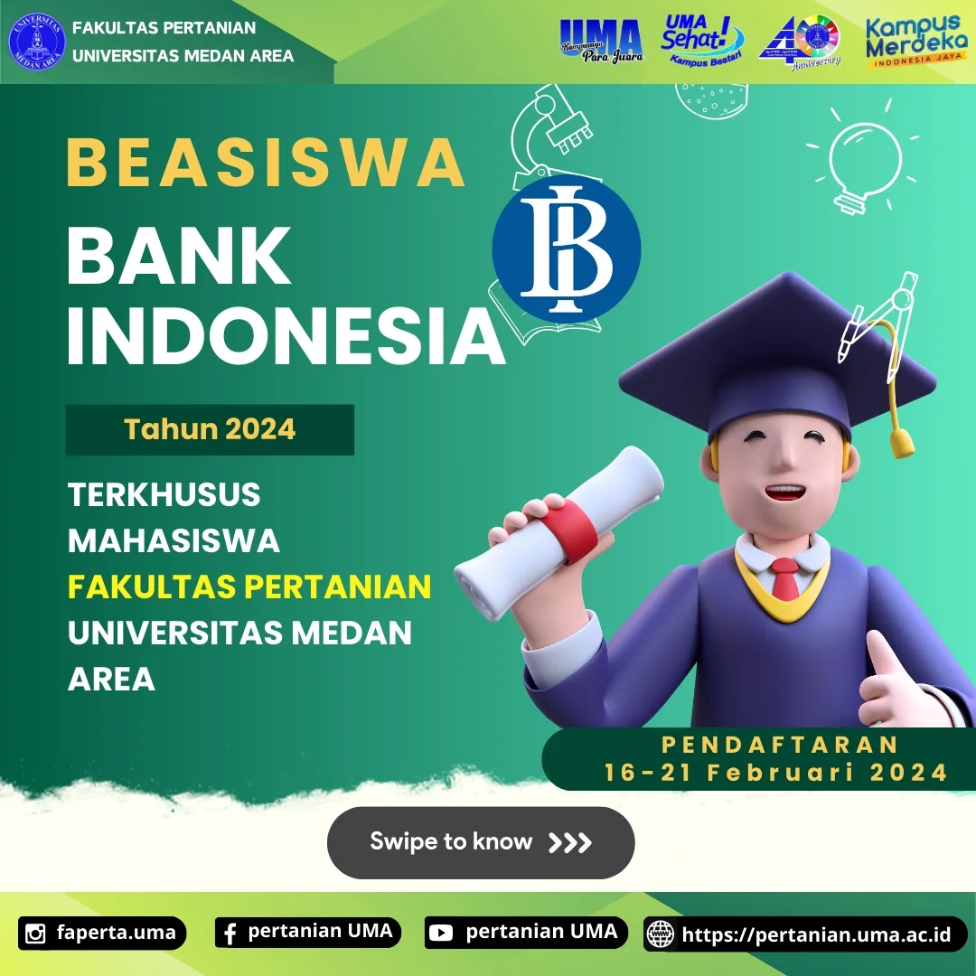 Pengumuman Beasiswa Bank Indonesia Tahun 2024 Fakultas Pertanian